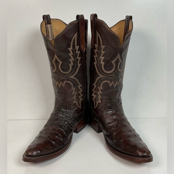 Rios Of Mercedes Tobacco Brown Ostrich Cowboy Boots Men’s 8.5 B | Women’s 9.5 - Picture 7 of 16
